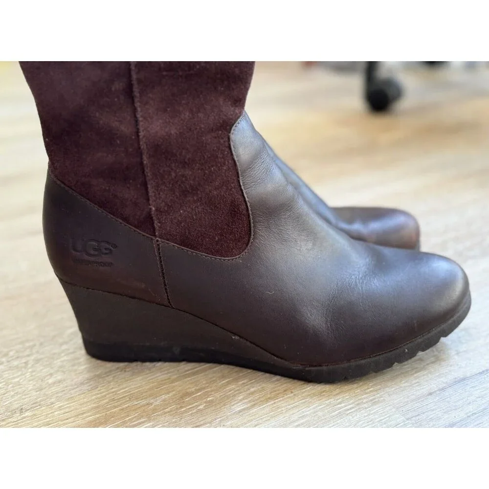 UGG Australia Women’s 10 Mischa Boots Brown Waterproof Suede Leather Winter